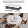 59.05" Modern Artificial Stone Round Carbon Steel Base Dining Table, Can Accommodate 6 People Artificial Stone Turntable - White - Image 7