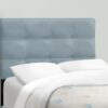 Twin Size Bed, Upholstered, Frame Only, Transitional - Blue - Image 2
