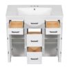 Bathroom Vanity Cabinet With Resin Integrated Sink 4 Drawers, 2 Doors - White - Image 25