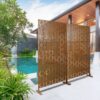 Outdoor & Indoor Freestanding Decorative Privacy Screen For Deck Balcony Patio, Metal Privacy Screen - Brown - Image 14