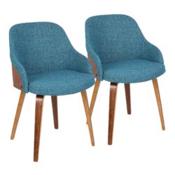 Bacci - Mid-Century Modern Dining / Chair (Set of 2) - Walnut / Teal