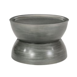 Sparling - Modern Iron Hourglass Coffee Table With Lipped Edge - Antique Silver