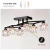 6 Light Crystal Ceiling Light For Dining Room, Modern Ceiling Lamp With Light Fixture For Farmhouse Entryway Living Room (6*G9 Bulbs Included) - Matte Black - Image 7