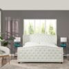 Marcella - King Upholstered Shelter Headboard Bed Set - Antique White - Image 8
