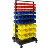 90 Parts Bin Shelving Storage Organizer With Locking Wheels For Shop Garage And Home - Black / Yellow - Image 3