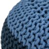 Nikki - Hand Knit Round Pouf - Blue / Navy Blue - Image 2