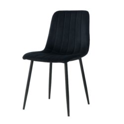Indoor Velvet Dining Chair, Modern Kitchen Dining Chair With Cushion Back, Upholstered Side Chair With Coated Metal Legs, Family Kitchen Dining Room And Living Room (Set of 4) - Black