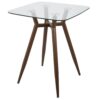 Clara - Mid-Century Modern Square Counter Table - Walnut / Clear - Image 3