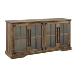 Modern Farmhouse Windowpane Glass Door TV Stand For TVs Up To 65" - Rustic Oak