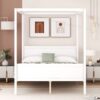 Queen Size Canopy Platform Bed With Headboard And Footboard, Slat Support Leg - White - Image 9
