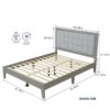 Queen Size Mid Century Modern Solid Wood Platform Bed With Upholstered Headboard - Gray - Image 5