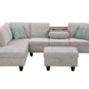 Alger - 98" Wide Left Hand Facing Sofa & Chaise With Ottoman - Light Gray - Image 14
