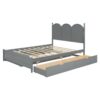 Queen Size Platform Bed With With 2 Big Drawers, Twin Long Size Trundle - Gray - Image 5