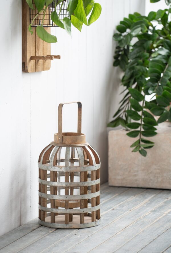 Decorative Lantern With Handle, Wooden Lantern For Indoor Outdoor, Home Garden Wedding - Silver