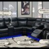 Jupiter - Leather Sectional - Black - Image 7