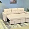 Convertible L Shaped Sectional Sleeper Sofa Bed, Saving Pull Out Couch - Beige - Image 6