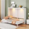 Queen Size Murphy Wall Bed Modern Design With LED Lights - White - Image 21