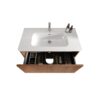 Etna - Striped Walnut Bathroom Vanity With Ceramic Sink, Wall Mounted Floating Bathroom Vanity For Modern Bathroom - Walnut / White - Image 7