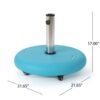 Stylish Round Wheelie - Umbrella Base With Stainless Steel Holder - Teal Concrete - Image 5