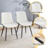 Modern Minimalist Dining Chair Set Extended Seat Cushion, Leather, Metal Legs, 4 Pieces - White / Dark Gray - Image 7