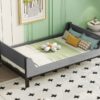 Twin Bed With Headboard, Footboard, Safeguards, Built-In Bed-End Book Storage Rack - Gray - Image 20