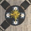 Dining Table For Farmhouse Kitchen Expandable Oval Table Top With Removable Leaf Trestle X Shaped Base - Black - Image 9