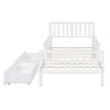 Twin Size Platform Bed With Guardrails On Both Sides And 2 Storage Drawers - White - Image 6