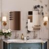 Recessed Metal Framed Medicine Cabinet With Mirror And Adjustable Shelves Wall Mirror With Storage For Bathroom - White - Image 3