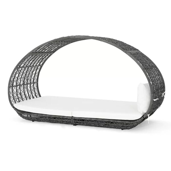 Abigal - Outdoor Wicker Daybed With Cushion - Gray / White