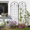 2 Pack Metal Garden Trellis For Climbing Plants Outdoor Rustproof Plant Support Rose Trellis Netting Trellis - Black - Image 17