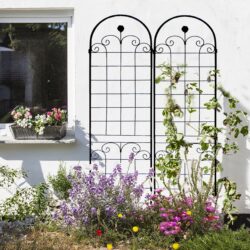 4 Pack Metal Garden Trellis For Climbing Plants Outdoor Rustproof Plant Support Rose Trellis Netting Trellis - Black