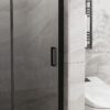 Bifold - Frameless Glass Shower Door 1 / 4" Tempered Clear Glass Pivot Swing Panel - Black - Image 5