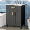Bathroom Vanity Combo With Ceramic Sink, Luxurious Space-Saving Vanity, 2 Soft Close Doors - Black - Image 23