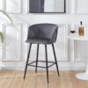 Counter Height Bar Stool, Velvet Upholstered For Pub, Restaurant, Kitchen Island (Set of 2) - Black / Dark Gray - Image 4