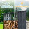 Outdoor Steel Firewood Rack, Open Wood Shed With Sloped Roof For Firewood, Pellet, Or Lumber Storage - Black - Image 8