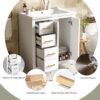 Bathroom Vanity With Ceramic Sink Combo, Frame Bathroom Storage Cabinet, Freestanding Vanity Set With 3 Drawers & Soft Closing Doors - White - Image 6
