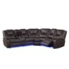 Modern Faux Leather Manual Reclining With Center Console And LED Light Strip, Living Room Furniture Set, Symmetrical Couch With 2 Cup Holders And Storage For Living Room - Brown - Image 8