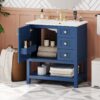 Transitional Style Bathroom Vanity Cabinet Combo With Ceramic Sink - Blue - Image 3