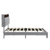 Modern Queen Size Upholstered Platform Bed Frame With Button Tufted Linen Fabric Headboard And USB Ports - Light Gray - Image 7