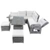 Outdoor Furniture Set Patio Rattan Furniture Set With An Adjustable Table, Recliners With Extendable Side Tables, And 2 Ottomans For Patio, Lawn, Backyard, Pool - Beige - Image 13