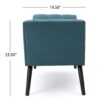 Modern Fabric Bench With Padded Seat And Wide U Shape Design - Teal - Image 5