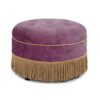 Yolanda - Round Upholstered Accent Ottoman - Purple Floral / Gold - Image 3
