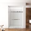 Frameless Shower Door, Double Sliding Shower Door, Clear Tempered Glass Shower Enclosure With Square Rail, Double Side Easy Clean Coat, Finished With Buffer - Brushed Nickel - Image 6