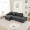 Jessica - Lamb Wool Left Facing Sectional Sofa With Chaise - Dark Gray - Image 13