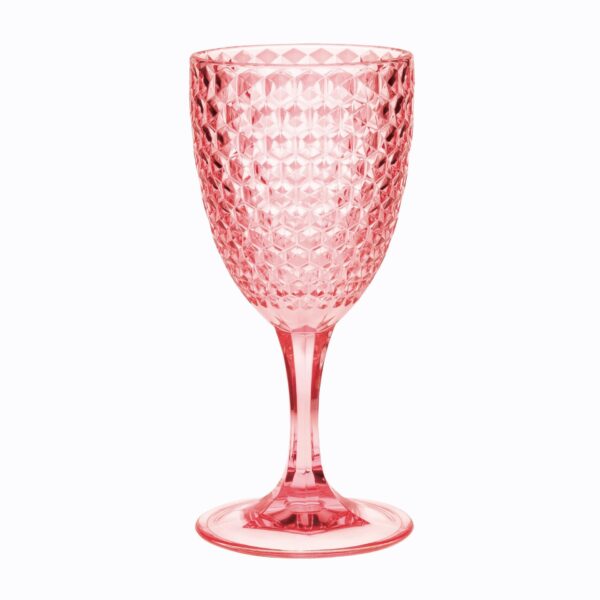 Diamond Cut Plastic Wine Glasses (Set of 4), Bpa Free Acrylic, Unbreakable Wine Glasses, 12Oz - Pink