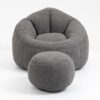 Bedding Bean Bag Sofa Chair High Pressure Foam Bean Bag Chair Adult Material With Padded Foam Padding Compressed Bean Bag With Footrest - Gray - Image 9