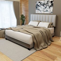 Queen Size Adjustable Upholstered Bed Frame, Vintage Style And Clean Line Design, Popular Style - Gray