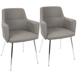 Andrew - Contemporary Dining / Chair (Set of 2) - Chrome / Gray