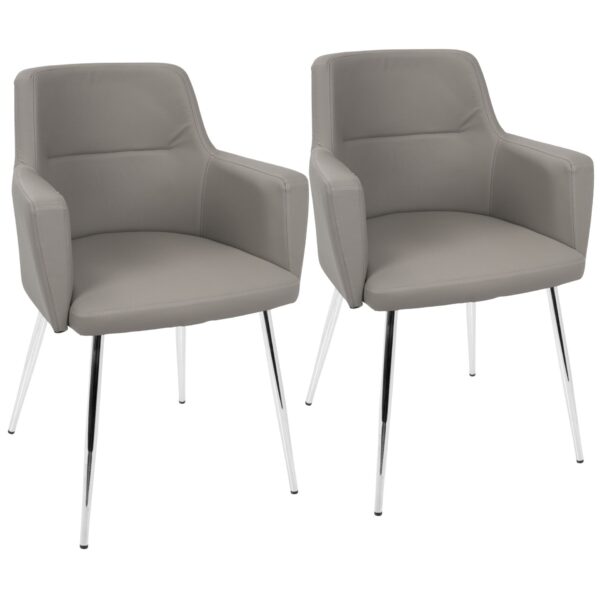 Andrew - Contemporary Dining / Chair (Set of 2) - Chrome / Gray
