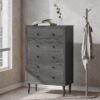 Nystrom - Mid Century Modern 5 Drawer Dresse - Gray - Image 2